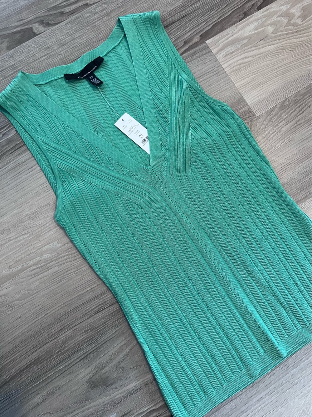 White House Black Market Teal Knit V-Neck Tank